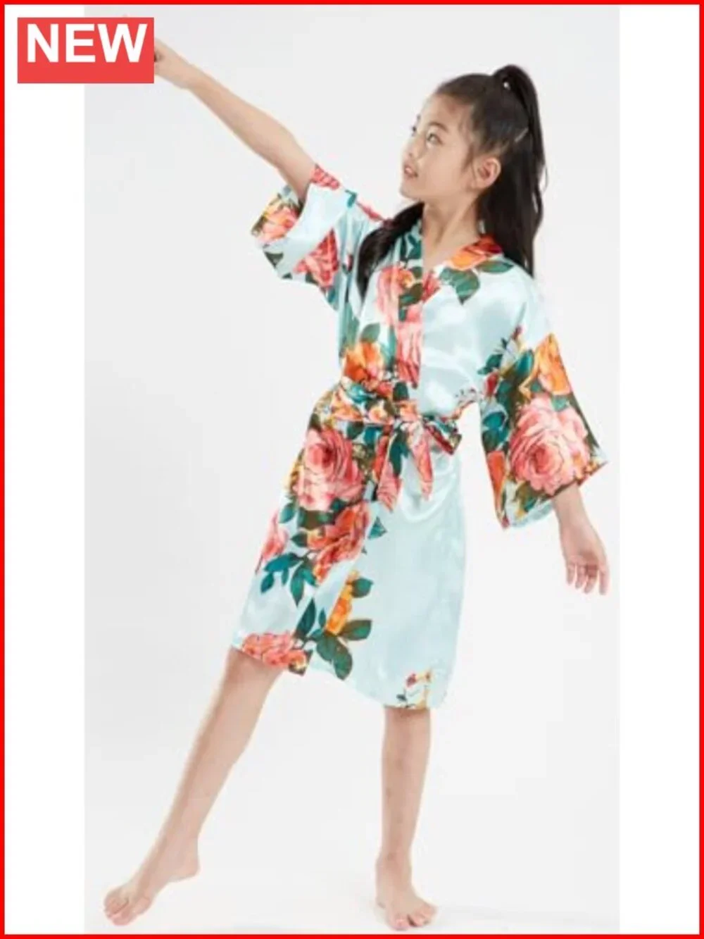 Girls Silky Satin Kimono Robe Spa Wedding Birthday Party Gift